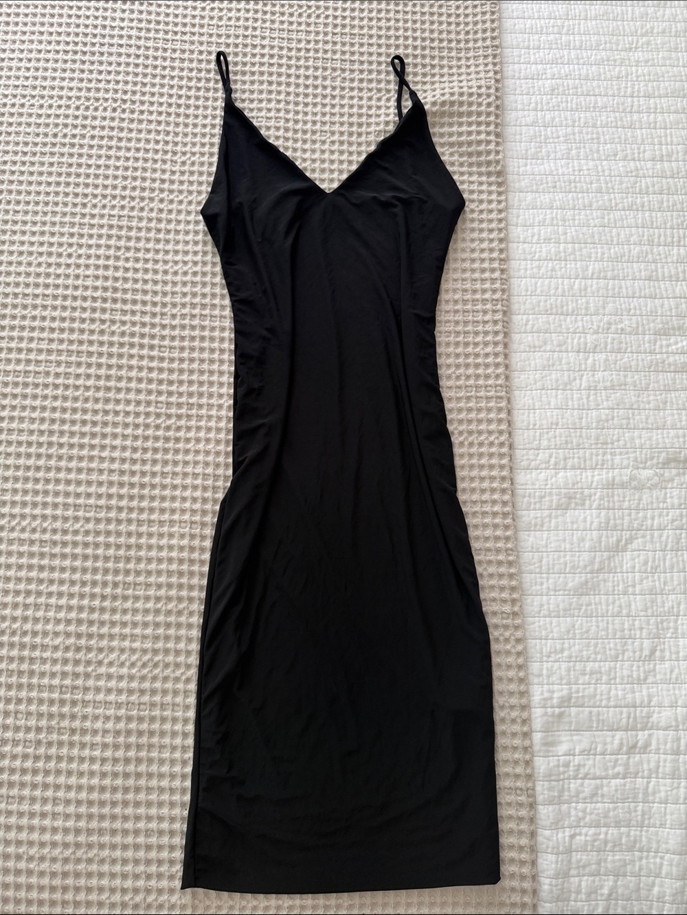 Fashion Nova Black V-Neck Slip Midi Dress